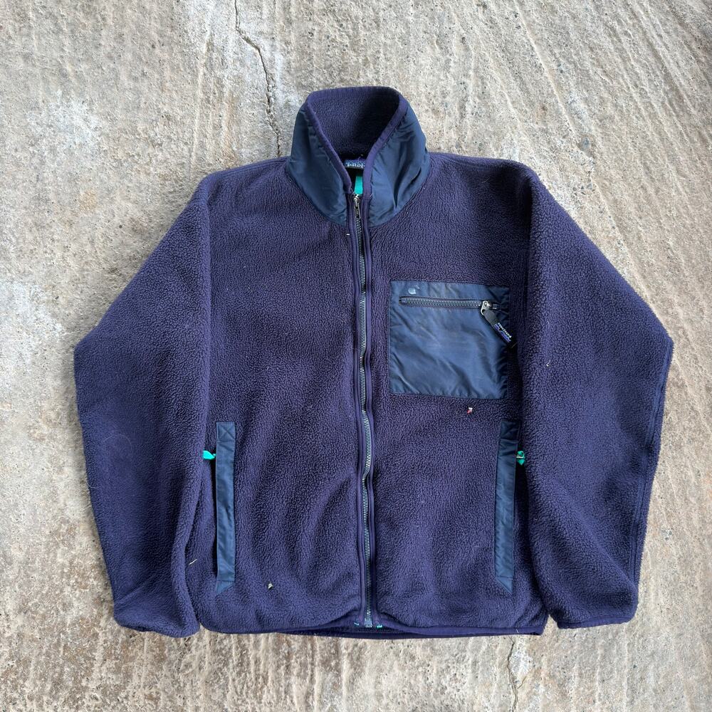 Vtg Patagonia Retro-X Full Zip Fleece Jacket Navy Blue Small Synchilla Outdoors